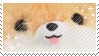 stamp: plush dog face very zoomed in