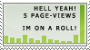 stamp: hell yeah! 5 page views, i'm on a roll